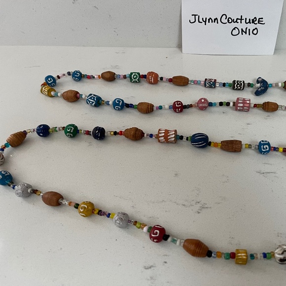 African Trade beads necklace 2 pc, Ethnic bead 2 necklaces NEW - Picture 1 of 4